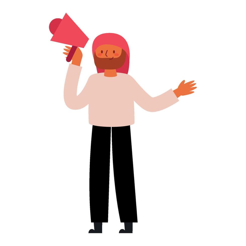 A man with a megaphone in his hand vector