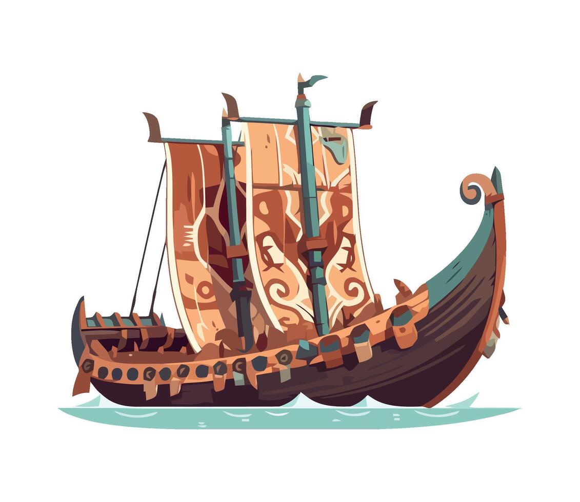 An illustration of a viking ship vector