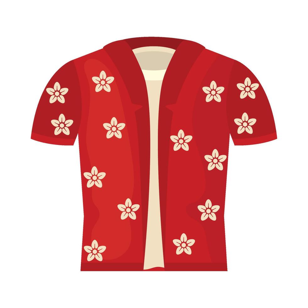 A red shirt with white flowers on it vector