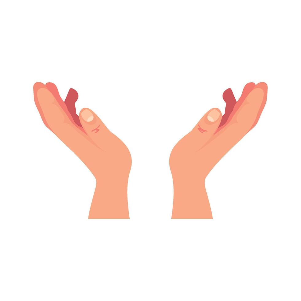 Two hands with red and pink fingers holding a piece of paper vector