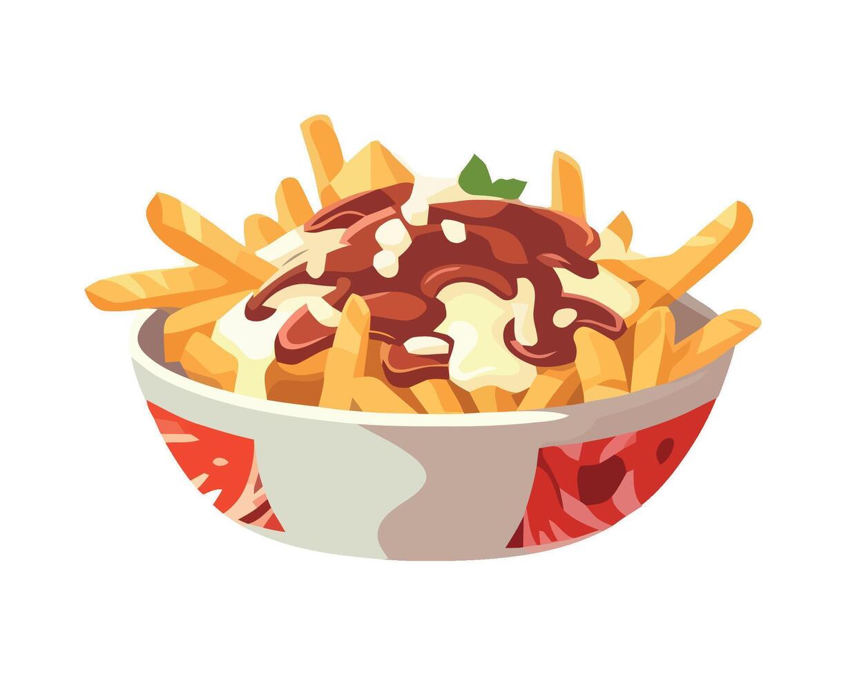 French fries with chocolate sauce illustration vector