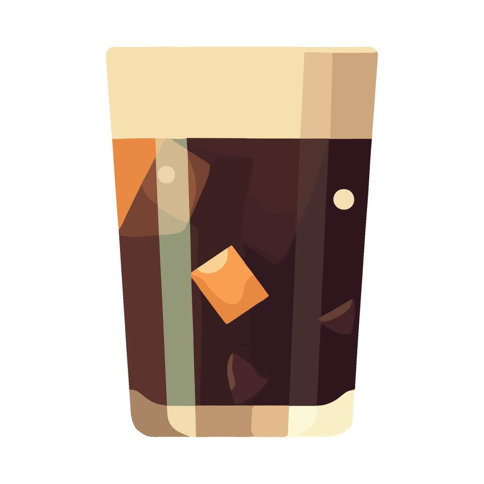 A glass of cola with ice cubes and orange slices vector