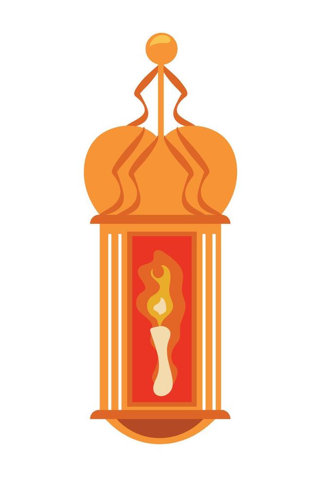 An orange lantern with a flame inside vector