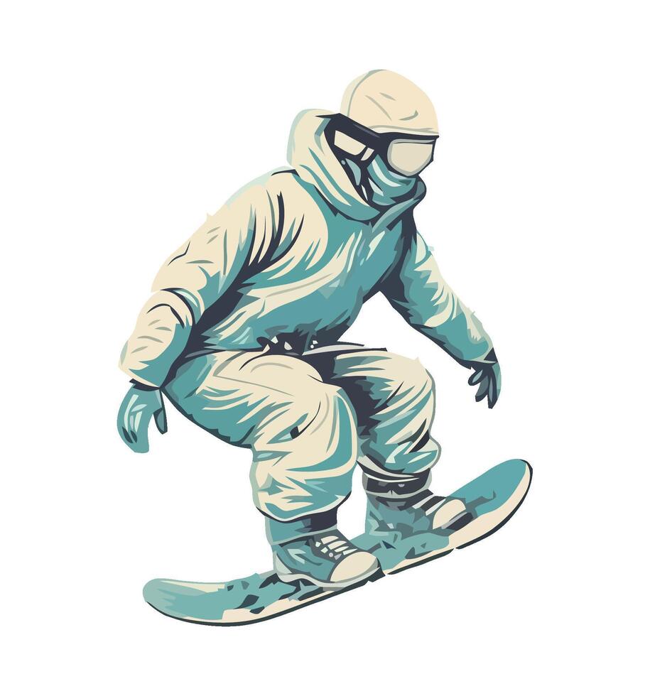 Snowboarder in winter gear illustration vector