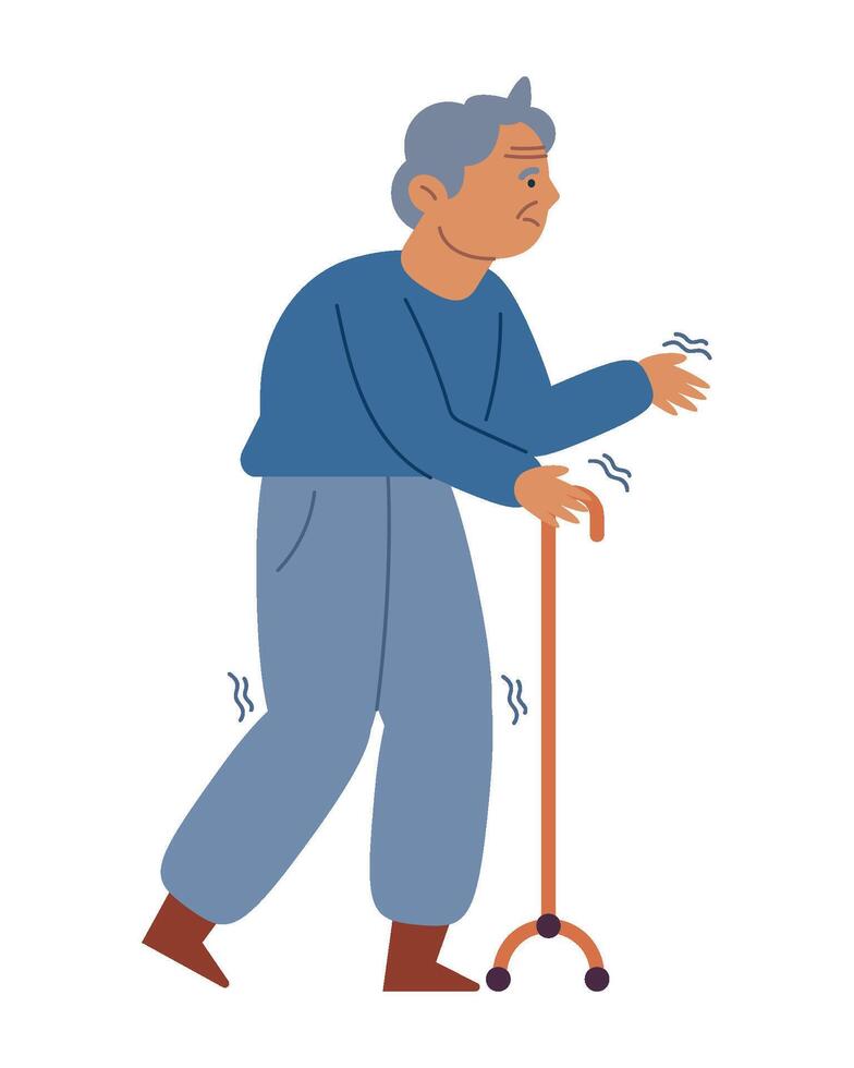 An illustration of an old man with a cane vector