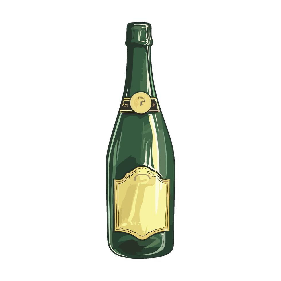 A bottle of champagne on a white background vector