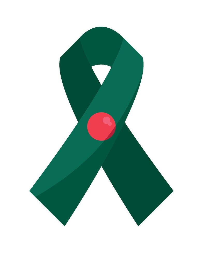 A green ribbon with a red dot on it vector
