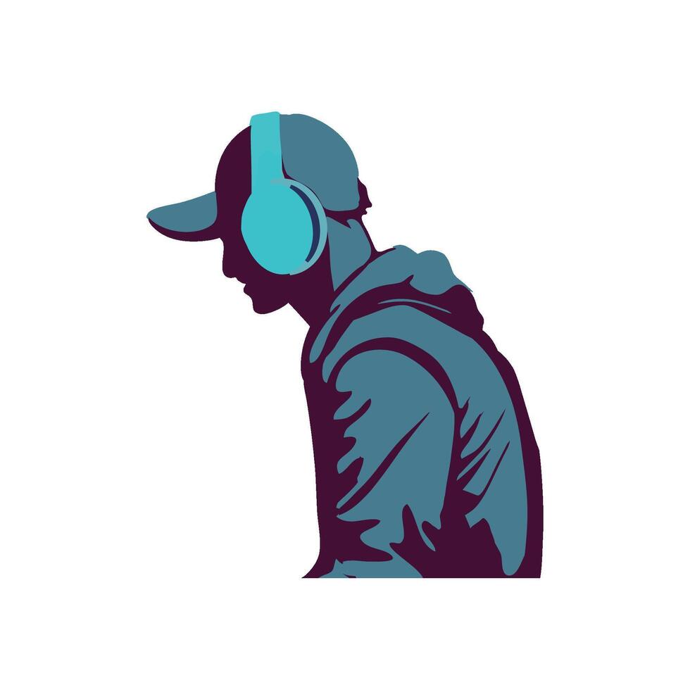 A silhouette of a man wearing headphones vector