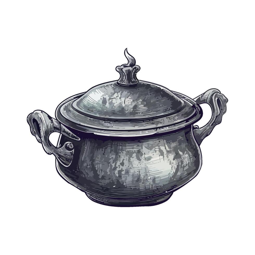 An illustration of a pot with a lid vector