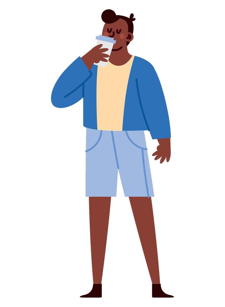 An illustration of a man drinking water vector