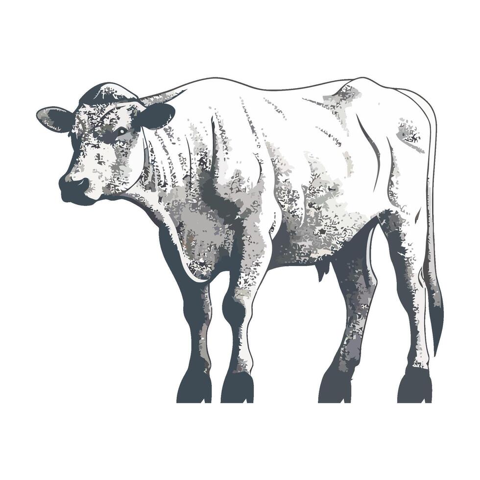 A drawing of a cow standing on a white background vector