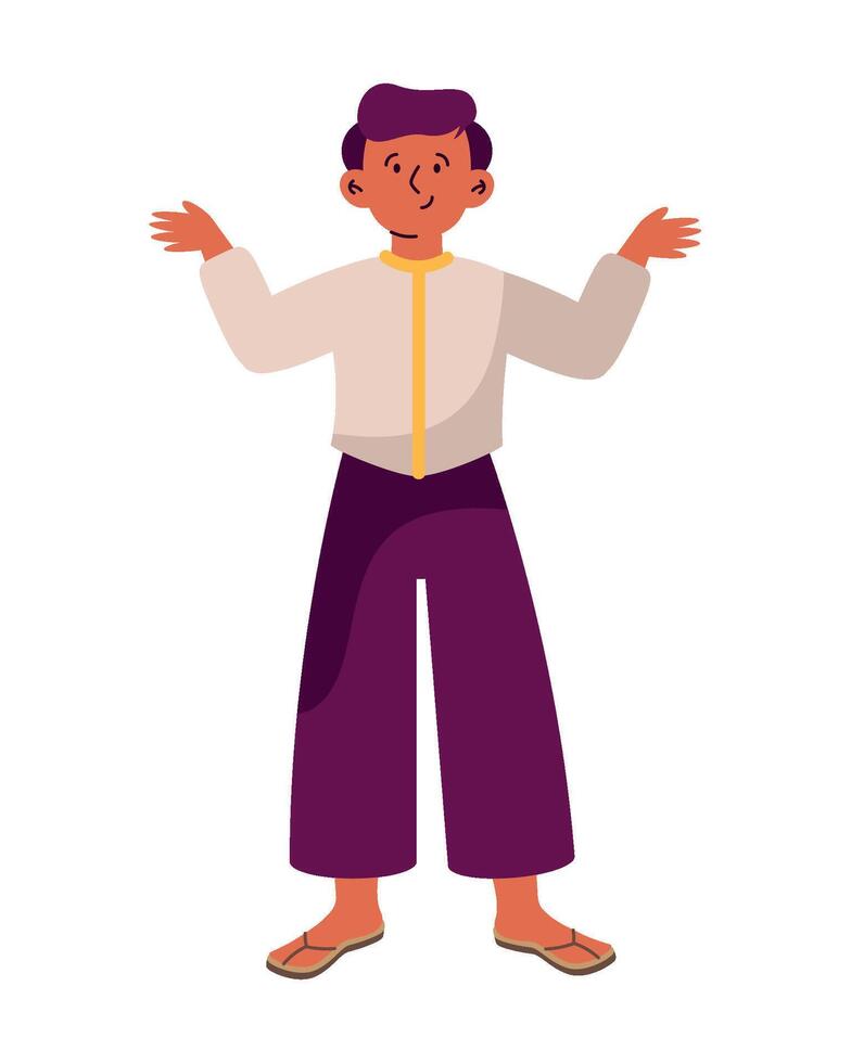 Thai man in traditional clothes, illustration vector