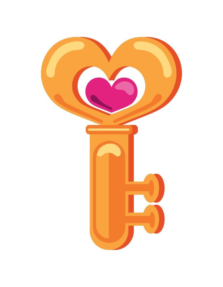 A key with a heart inside it on a white background vector