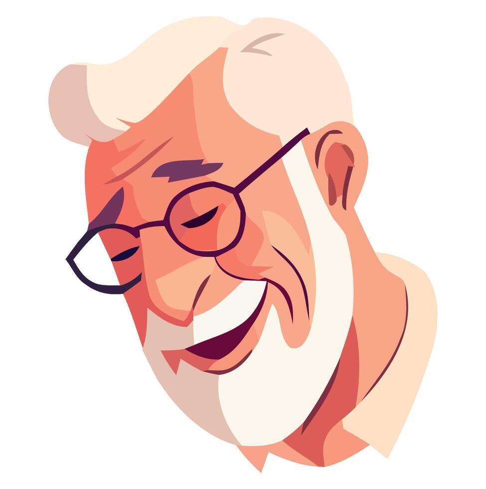 An old man with glasses and a beard is smiling vector