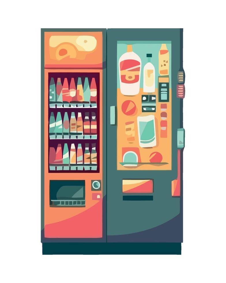 Vending machine with drinks and food, illustration vector