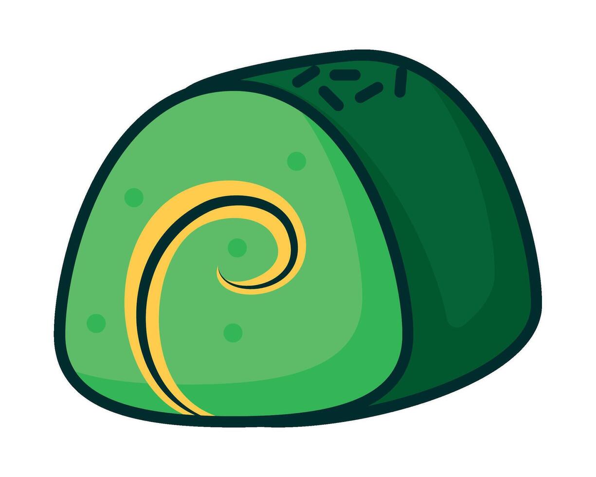 A green and yellow fruit with a spiral design vector