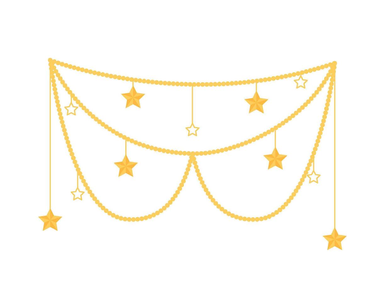 A star garland hanging from a white background vector