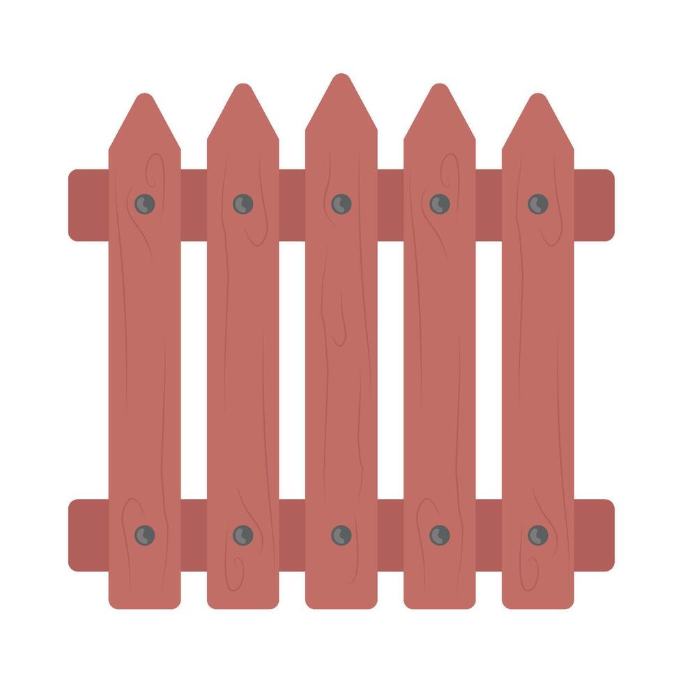 Wooden fence with wooden posts isolated on white background illustration vector