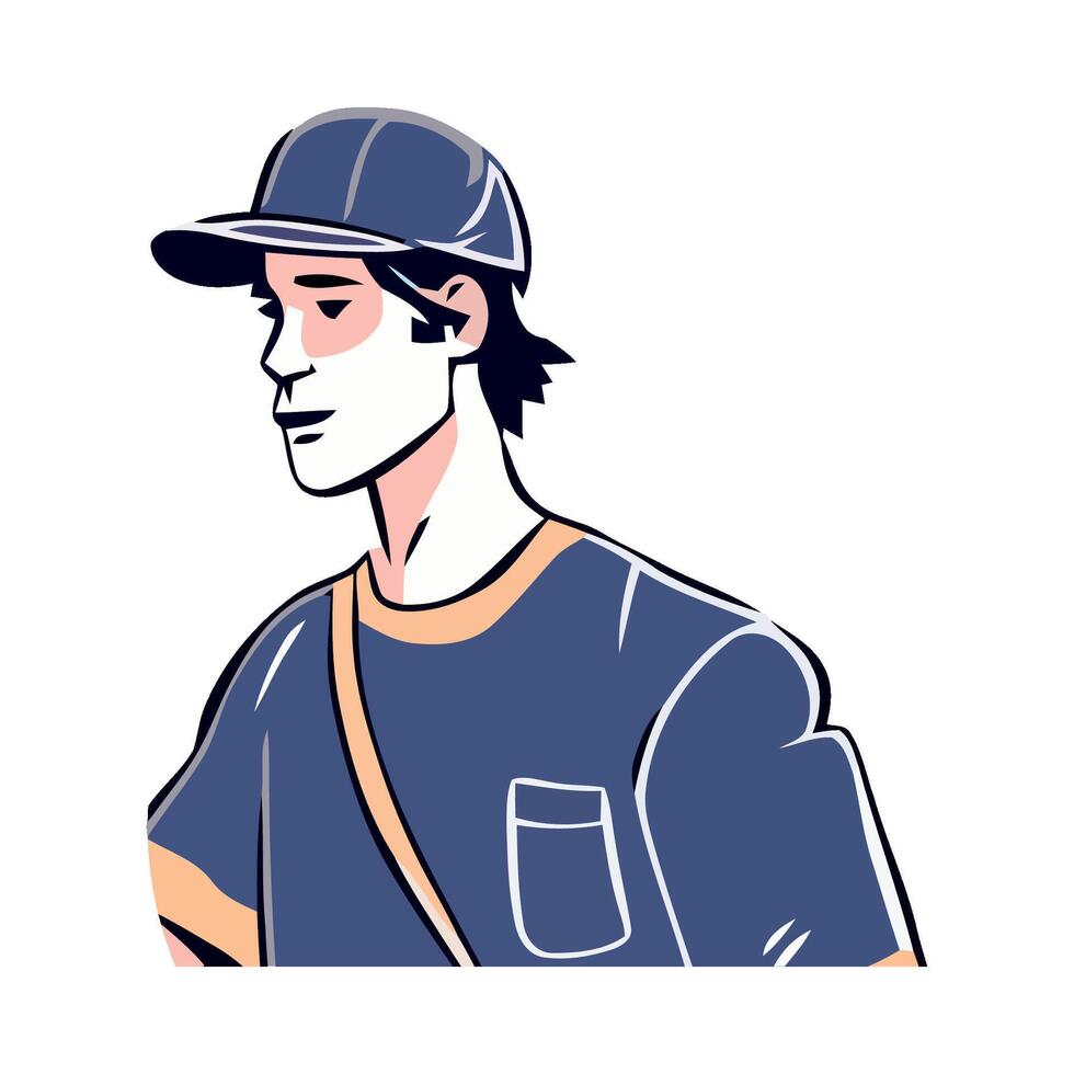 A cartoon man in a baseball cap vector