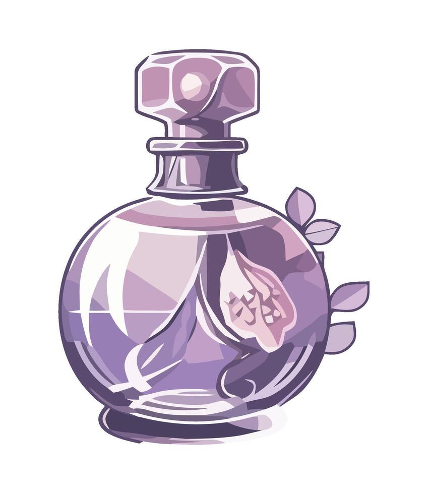 A perfume bottle with a flower on it vector