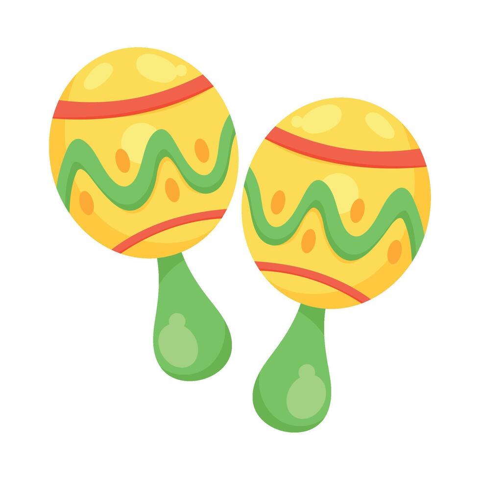 Two maracas with green and yellow stripes vector