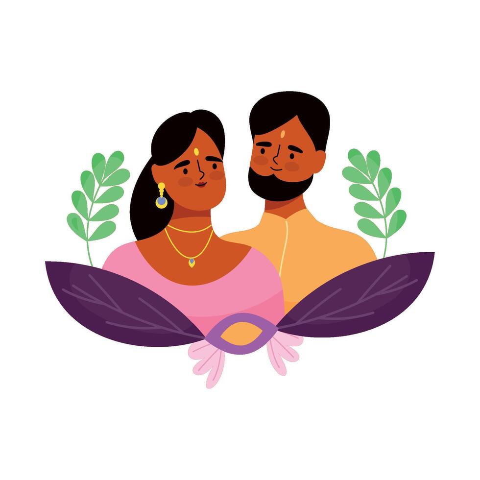 Indian couple illustration vector