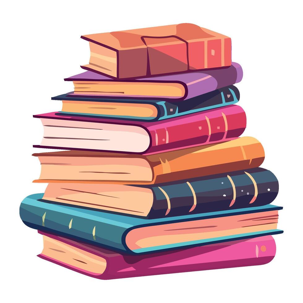 A stack of books on a white background vector