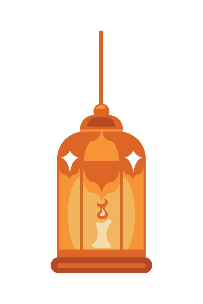 Islamic lantern with a candle inside vector