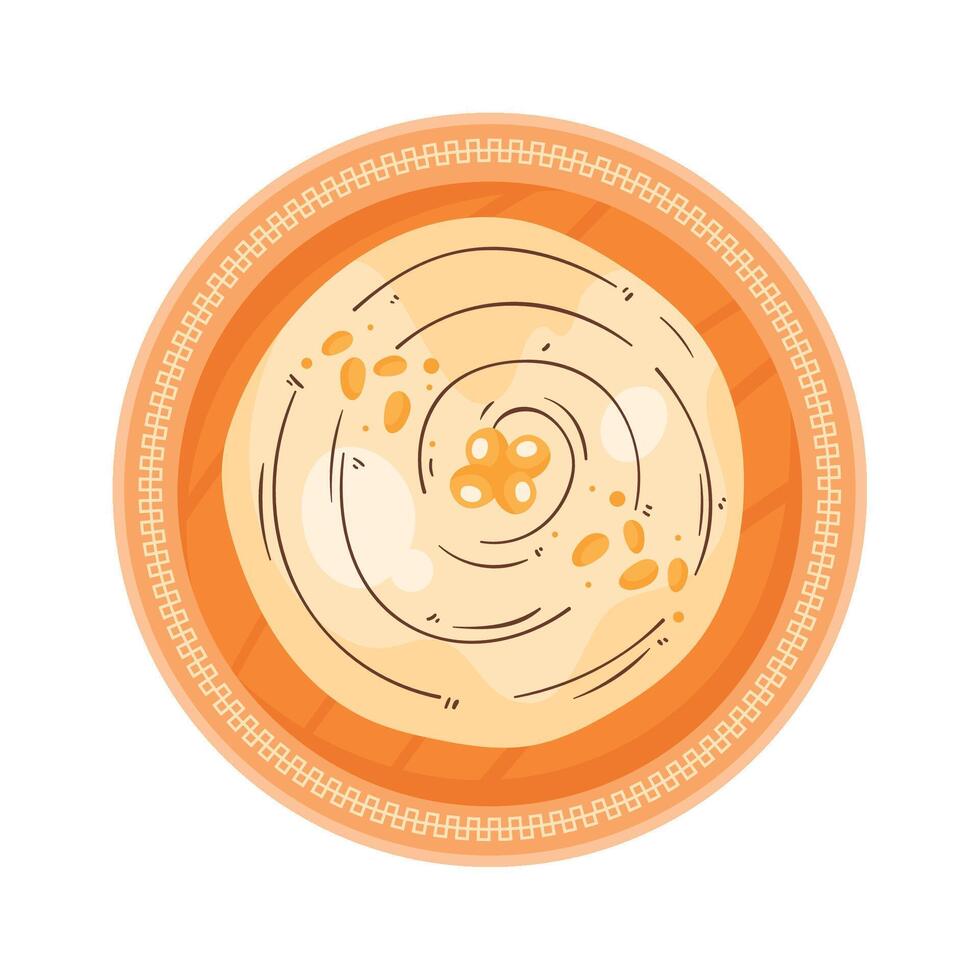A bowl of soup with a spiral pattern on it vector