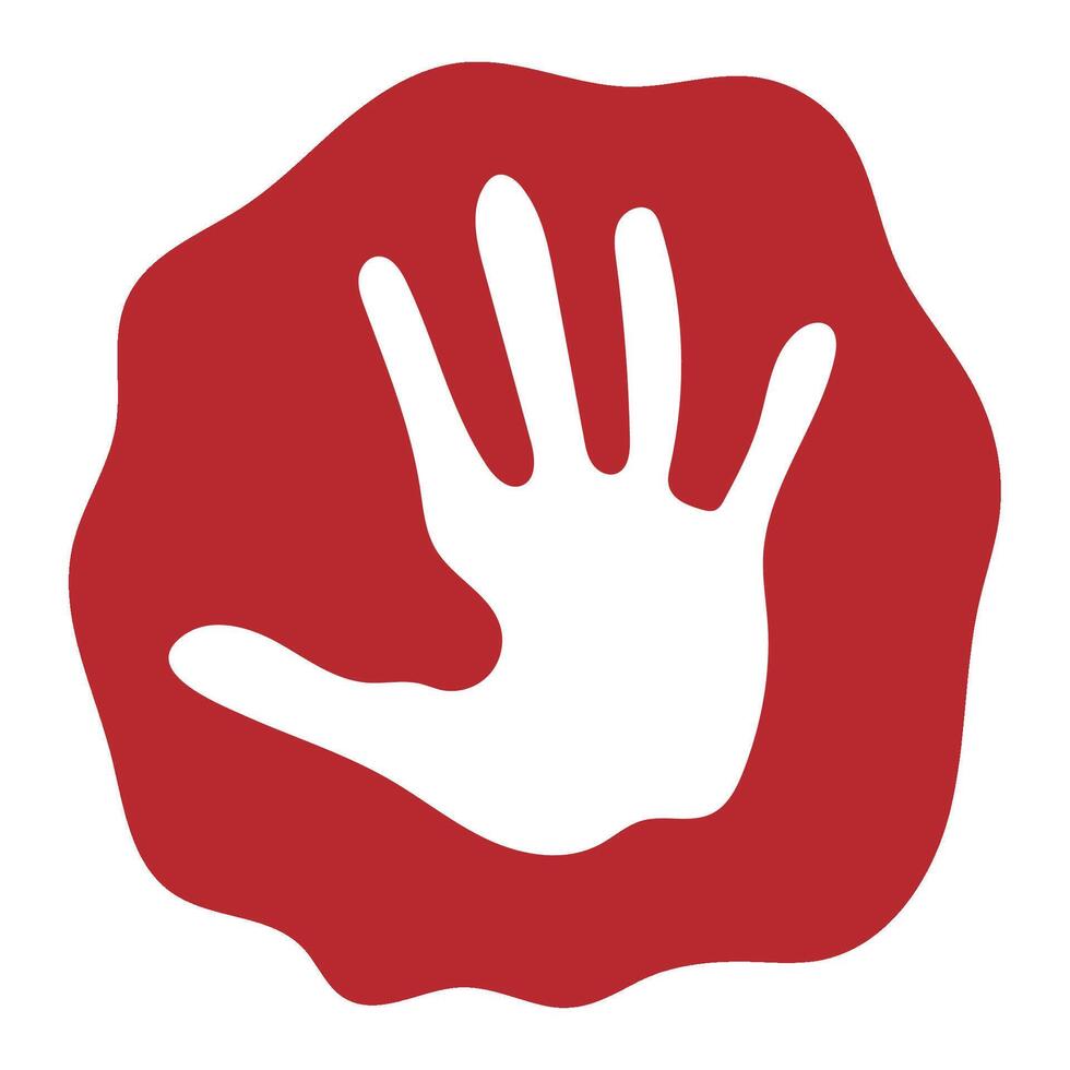 A red hand with a white hand in the middle vector