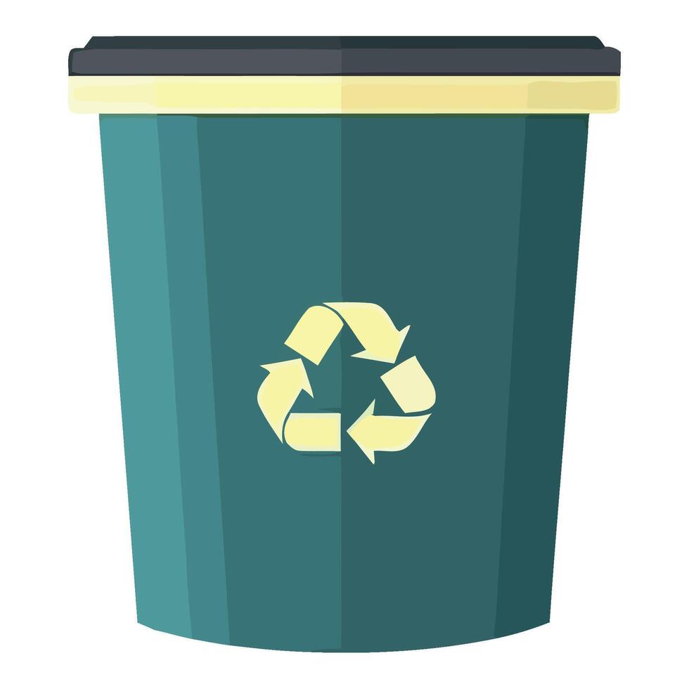 A green recycle bin with a yellow arrow on it vector