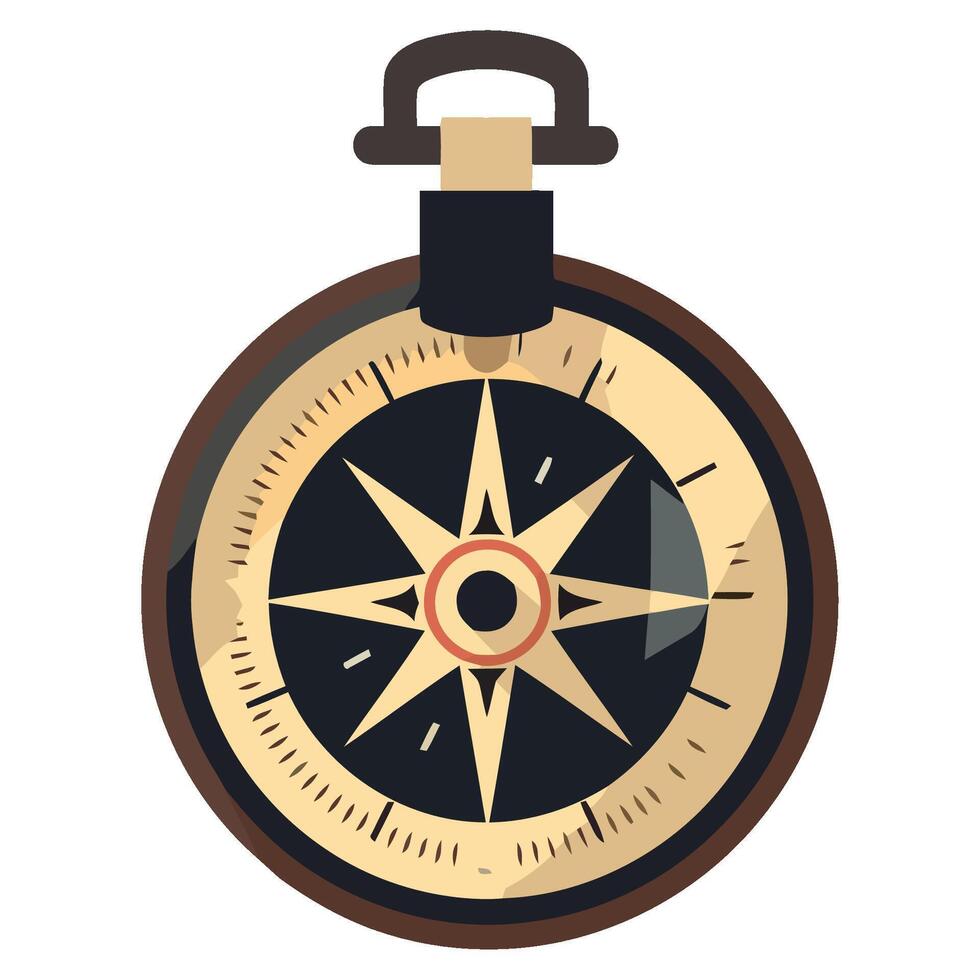 A compass with a black and gold dial vector