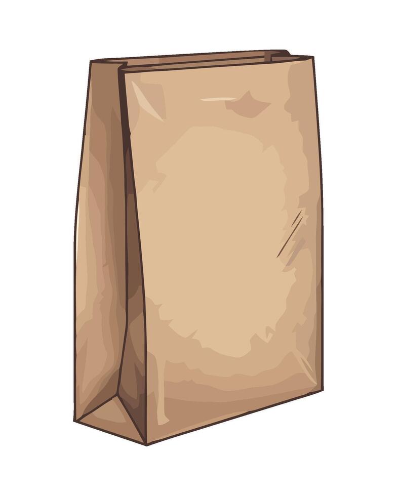 Brown paper bag with a white background vector