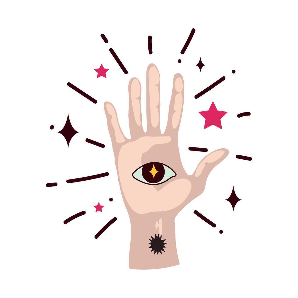Illustration of a hand with an eye on it vector