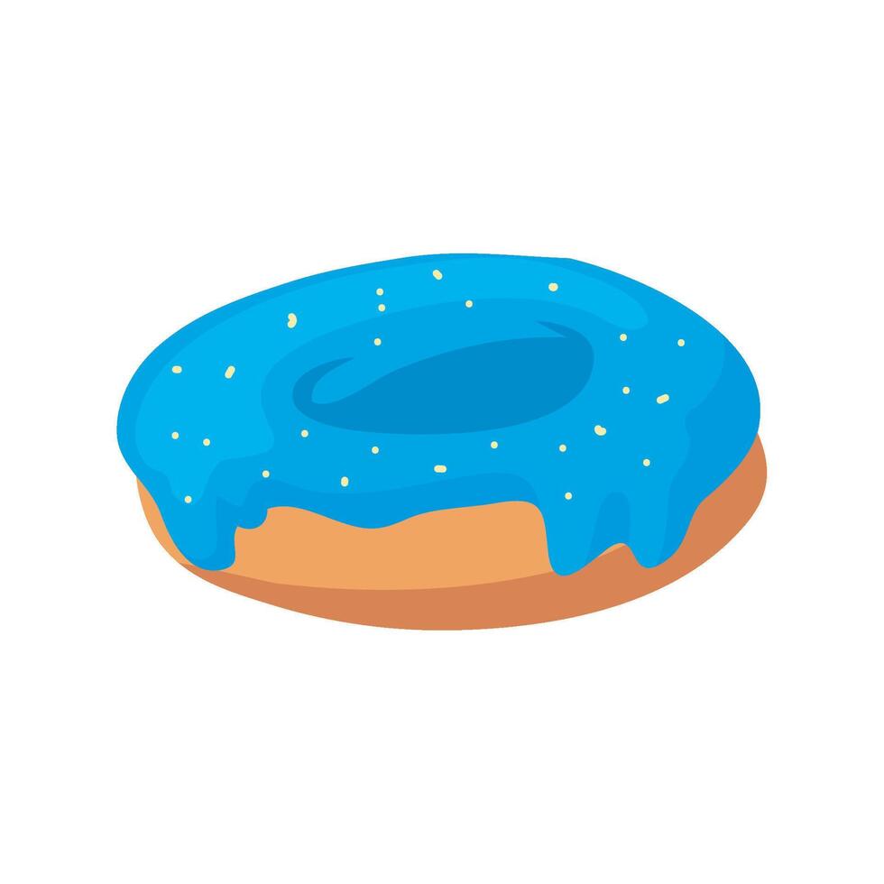 A blue glazed donut with a blue glaze on it vector