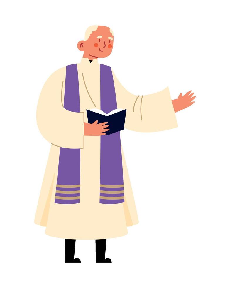 A cartoon priest holding a book vector