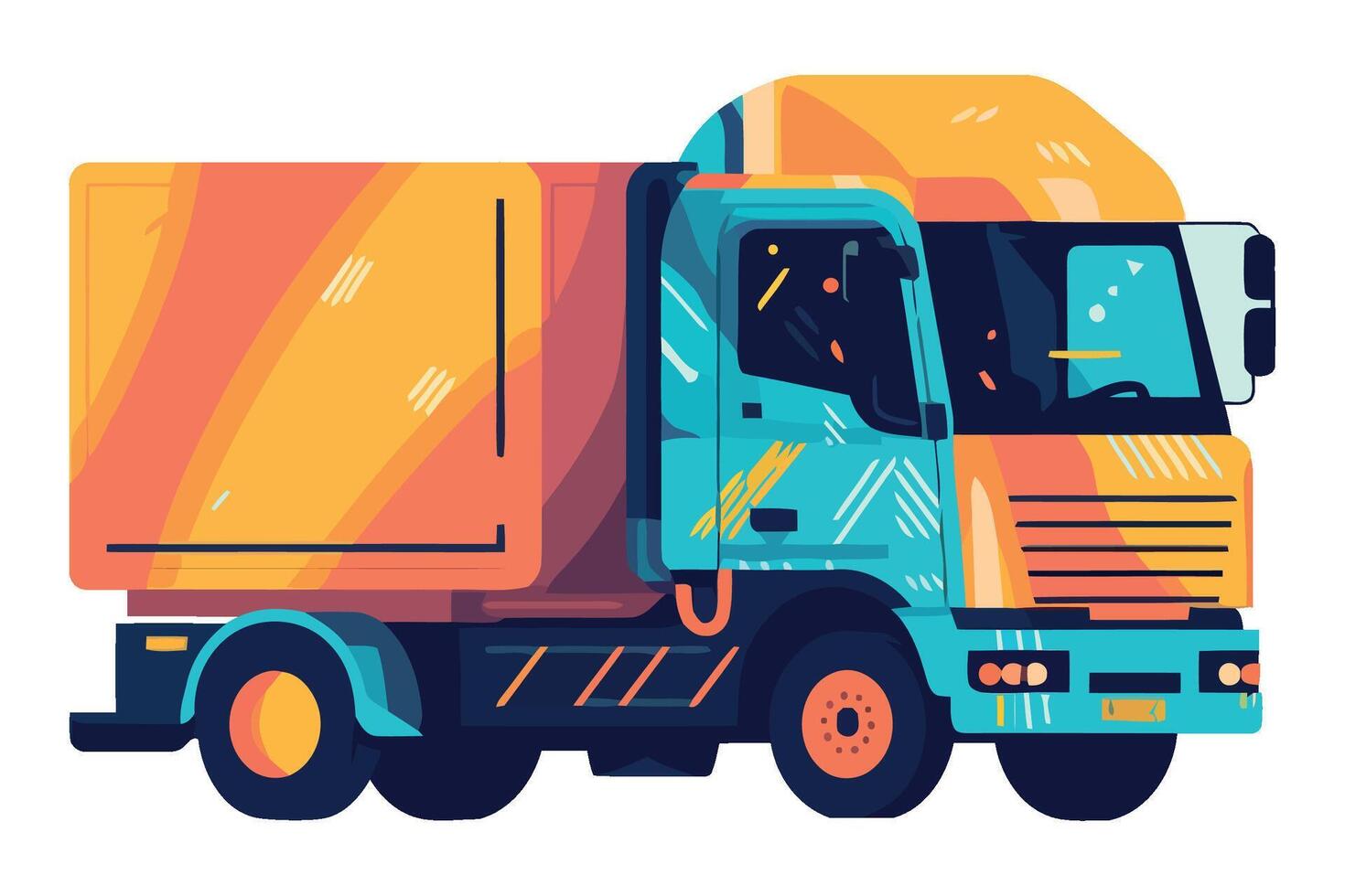 A cartoon truck with a box on the back vector