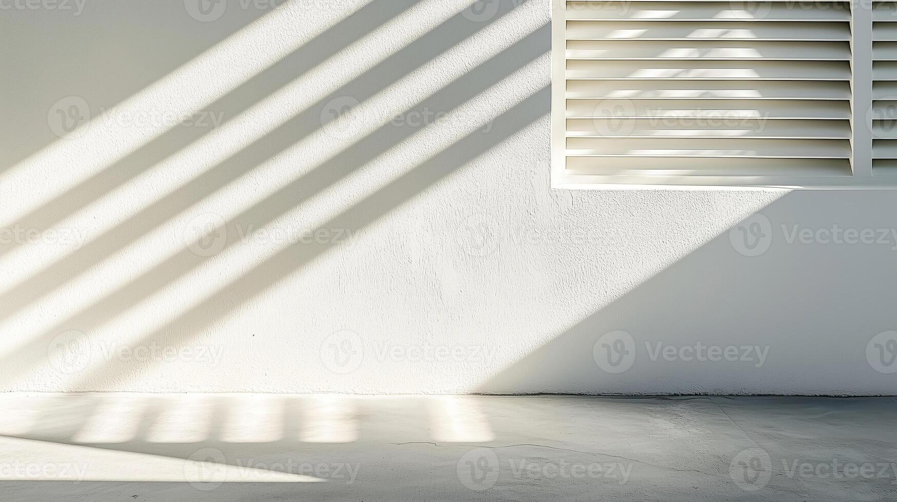 Bright and Airy Minimalist White Window with Geometric Patterns of Light and Shadow photo