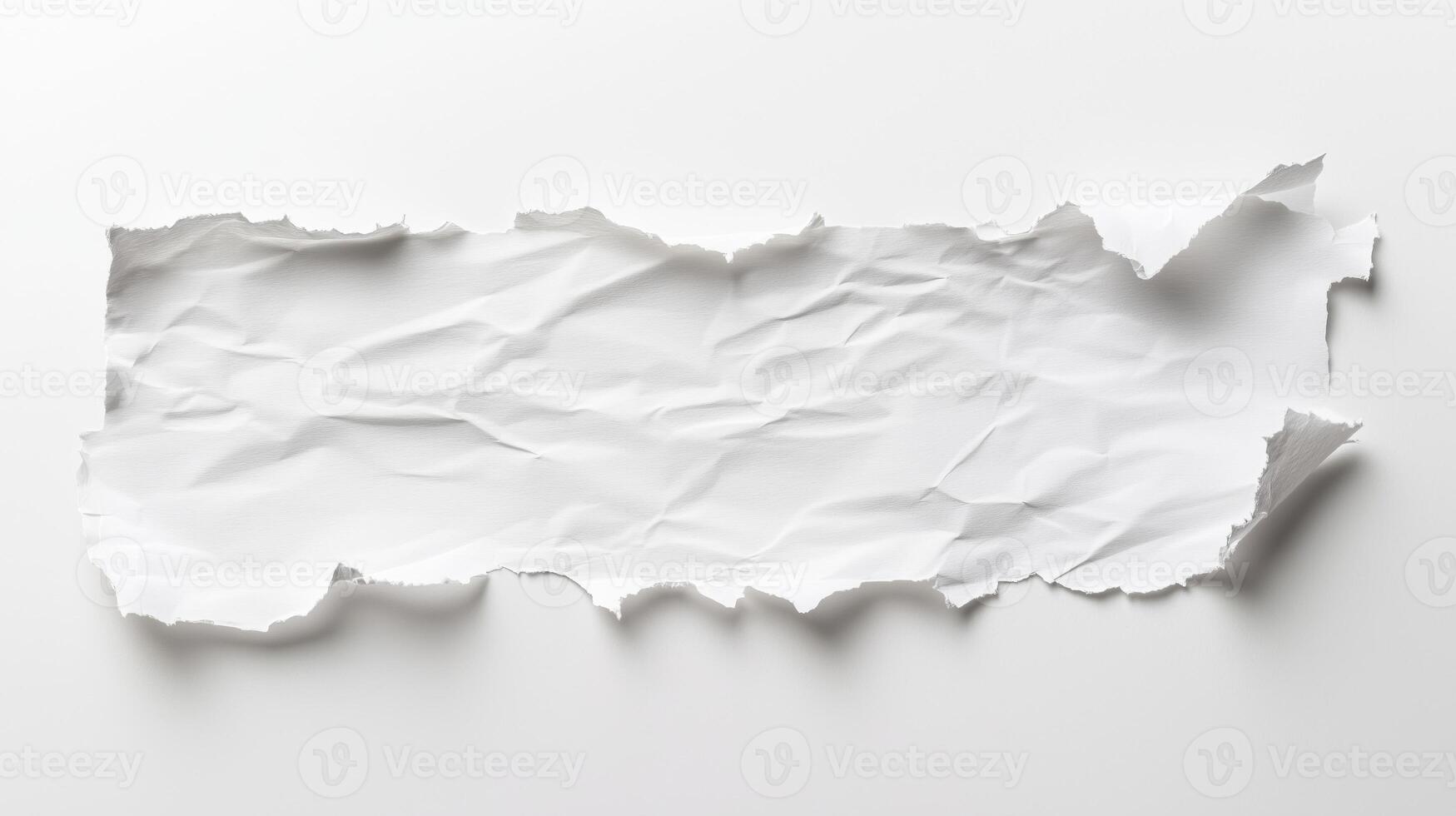 Rectangular Piece of Torn and Crumpled White Paper in Minimal Studio Setting photo