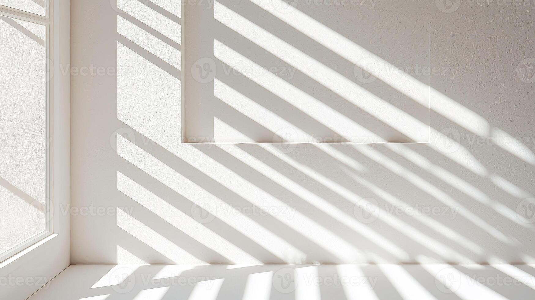 Minimalist White Window with Shimmering Sunlight Patterns photo