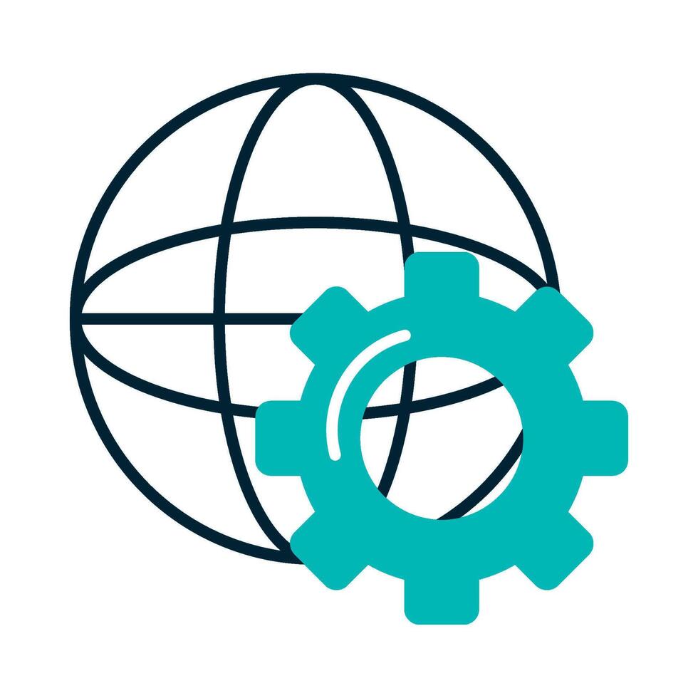 A globe and gear icon vector