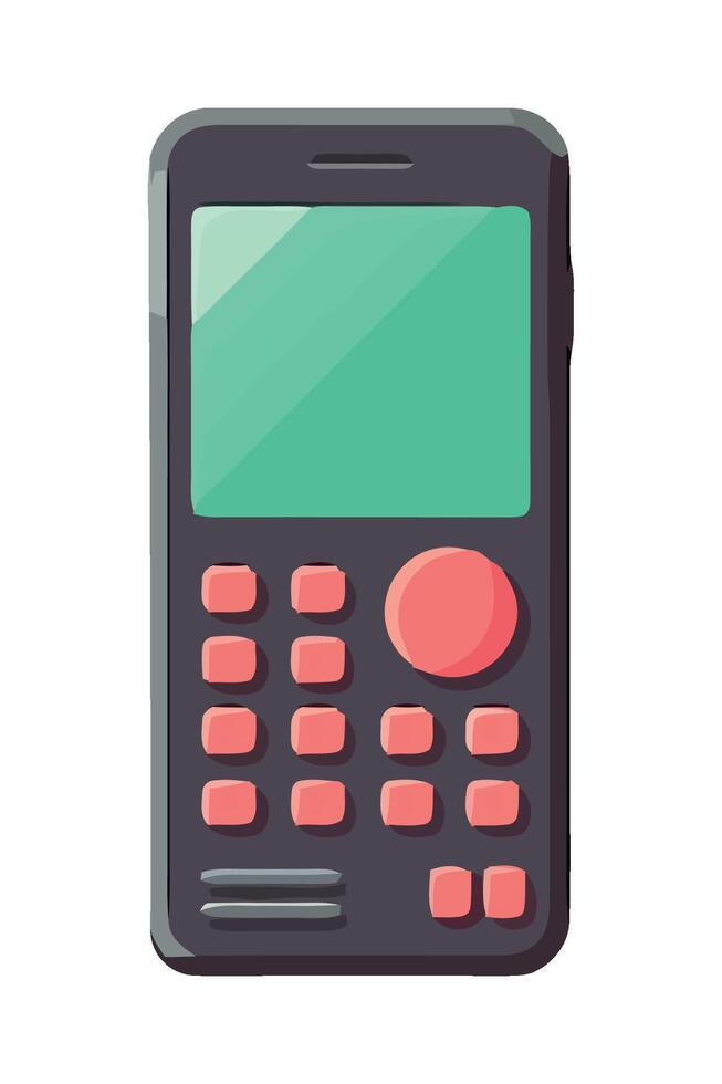 A cell phone with a green screen on the front vector