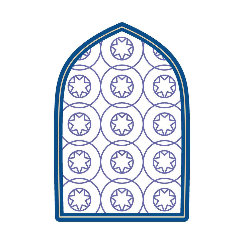 A blue and white window with a pattern on it vector