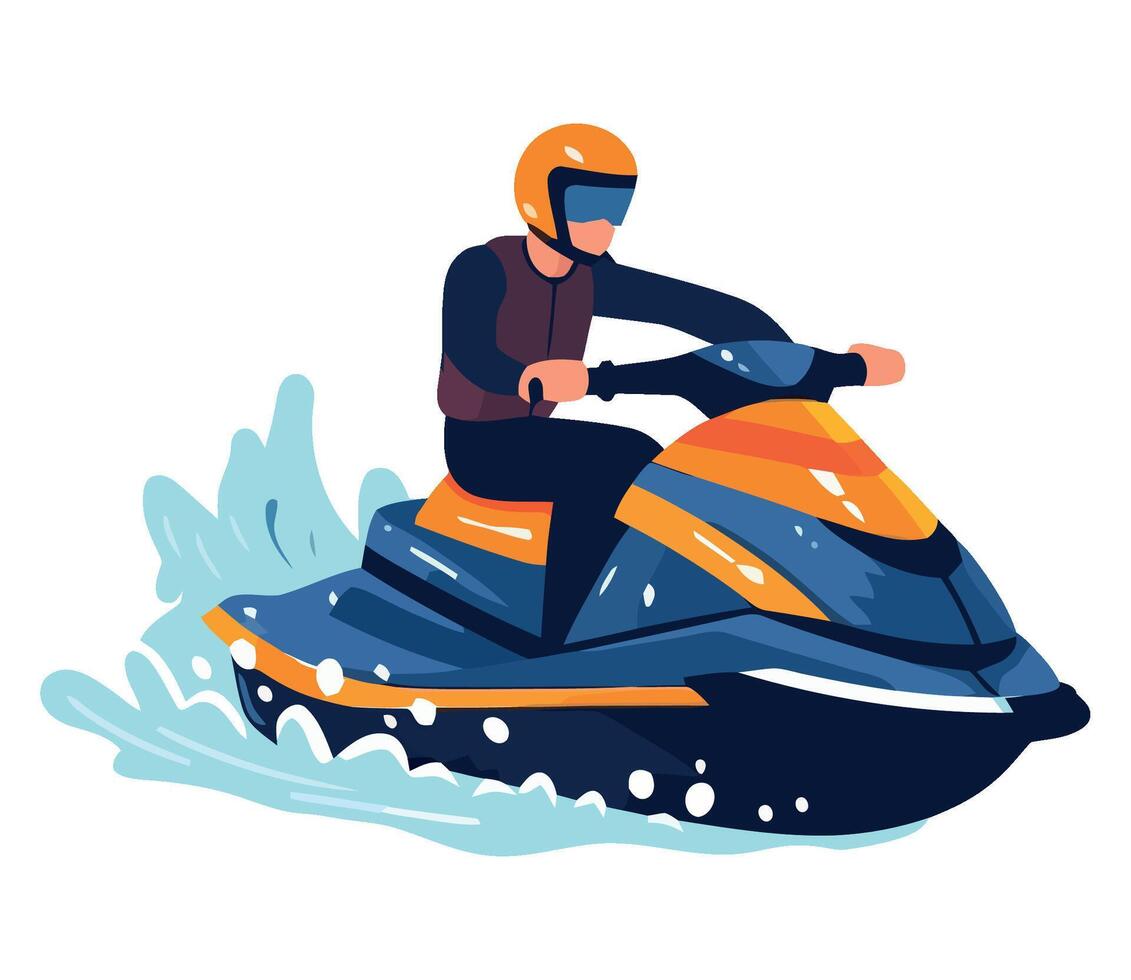 A man riding a jet ski on a white background vector
