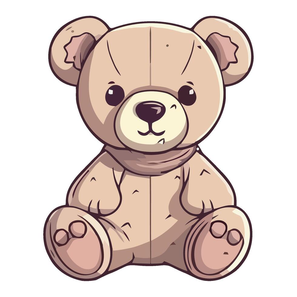 A cartoon teddy bear sitting on a white background vector