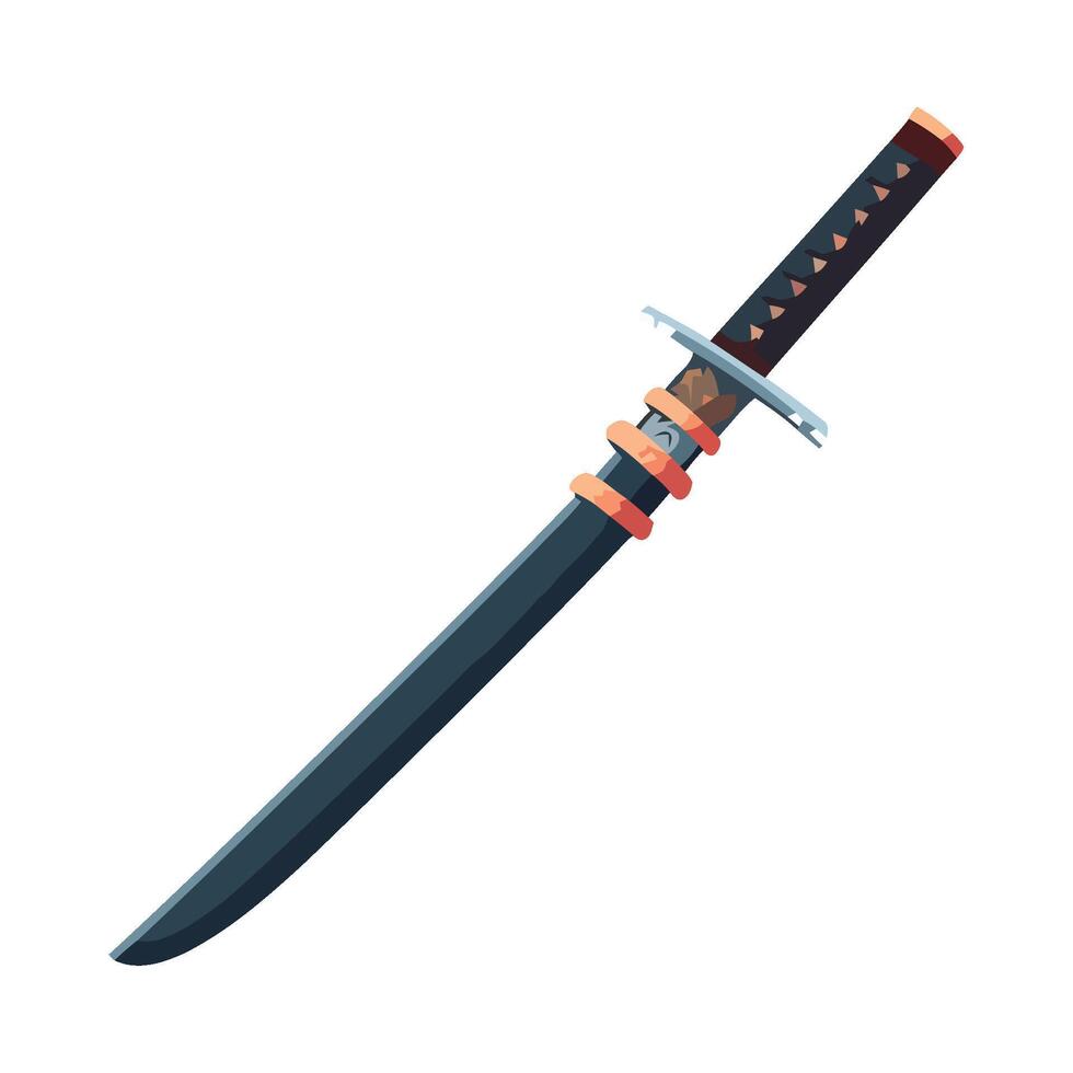 A black and orange samurai sword on a white background vector