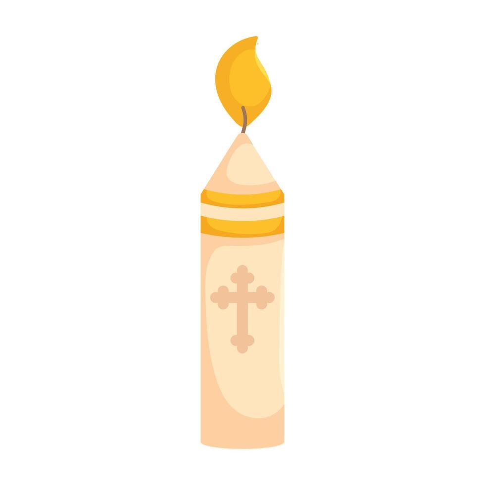 Candle with cross illustration on white background vector