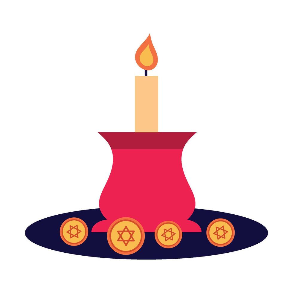 Jewish holiday of hanukkah candle and coins vector