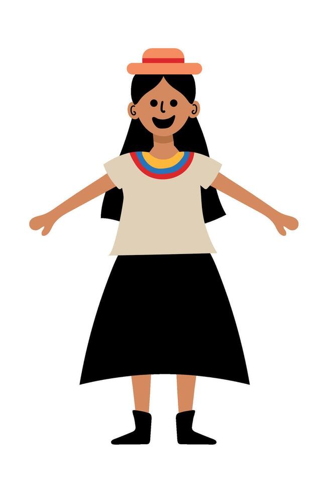 A cartoon girl in a traditional dress vector