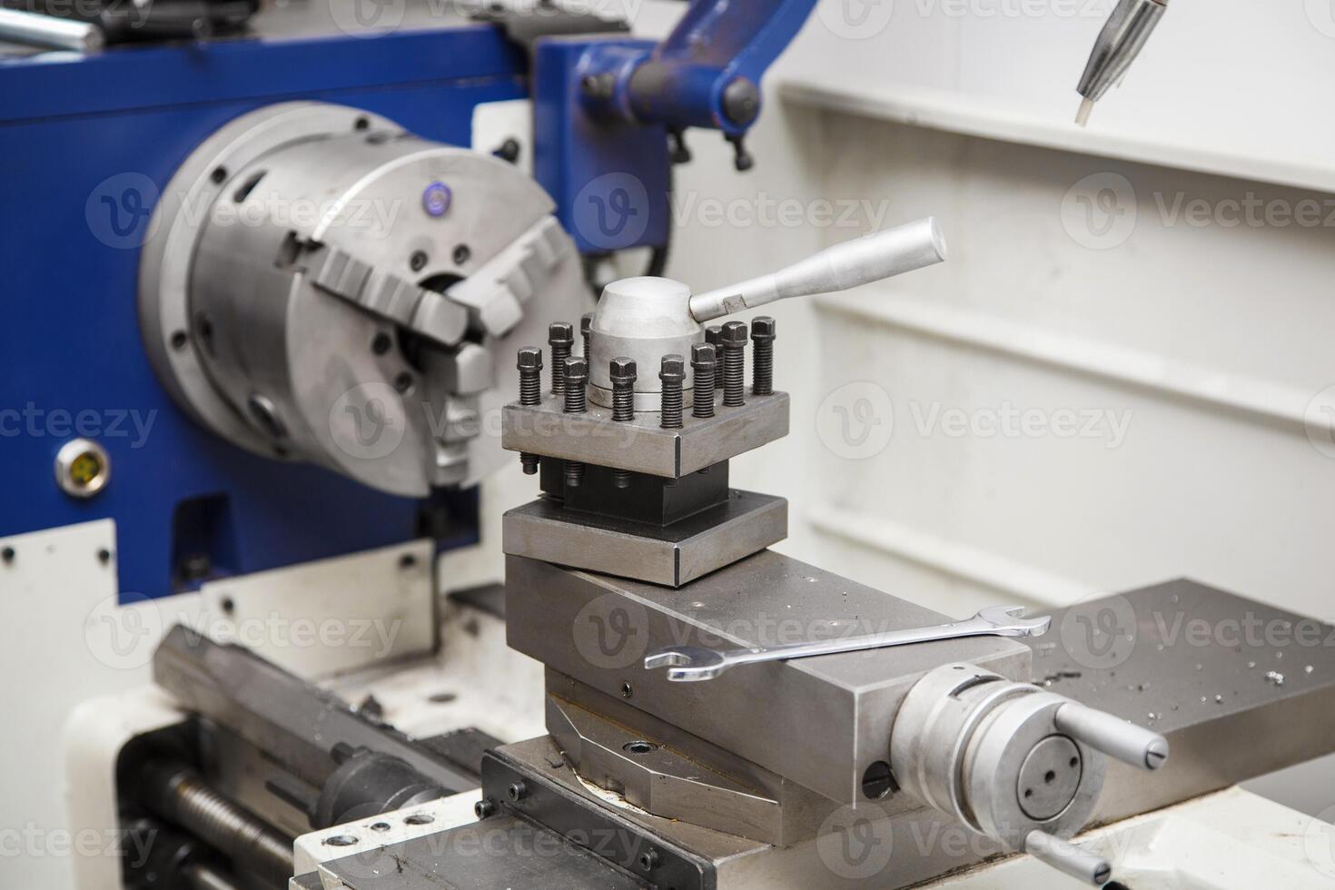 Modern lathe in the workshop. photo